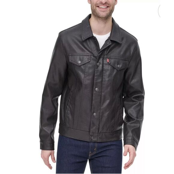 Levi Faux leather trucker jacket medium - Picture 1 of 14